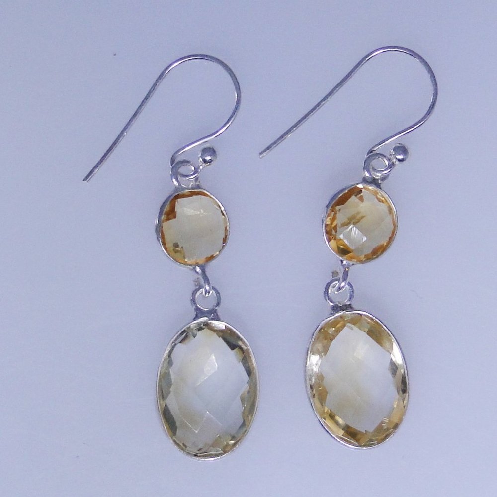 Sterling drop faceted Citrine earrings NWOT